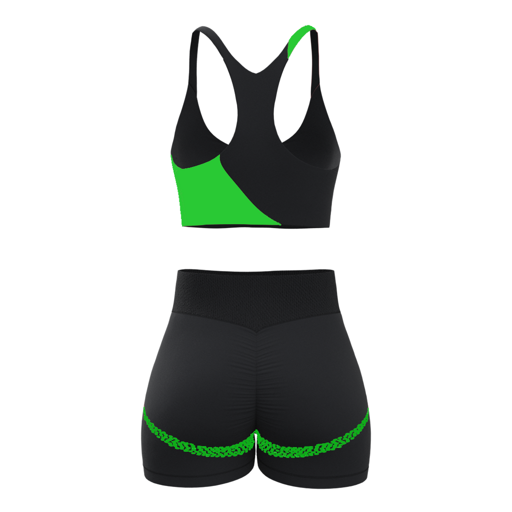 SportZbody Green Pantha High-Waisted Sculpting Shorts Set