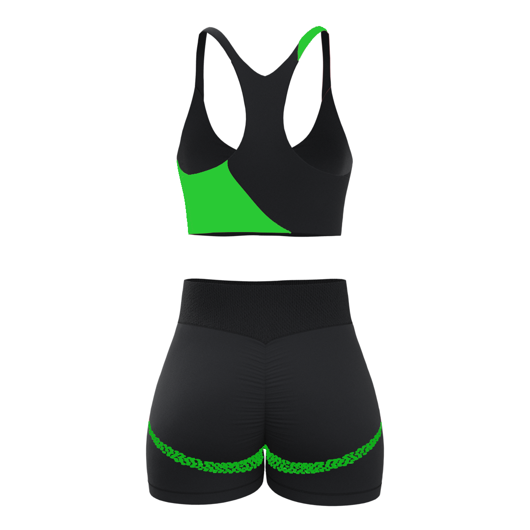 SportZbody Green Pantha High-Waisted Sculpting Shorts Set