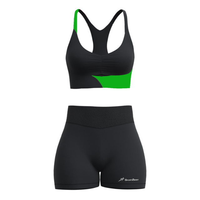 SportZbody Green Pantha High-Waisted Sculpting Shorts Set