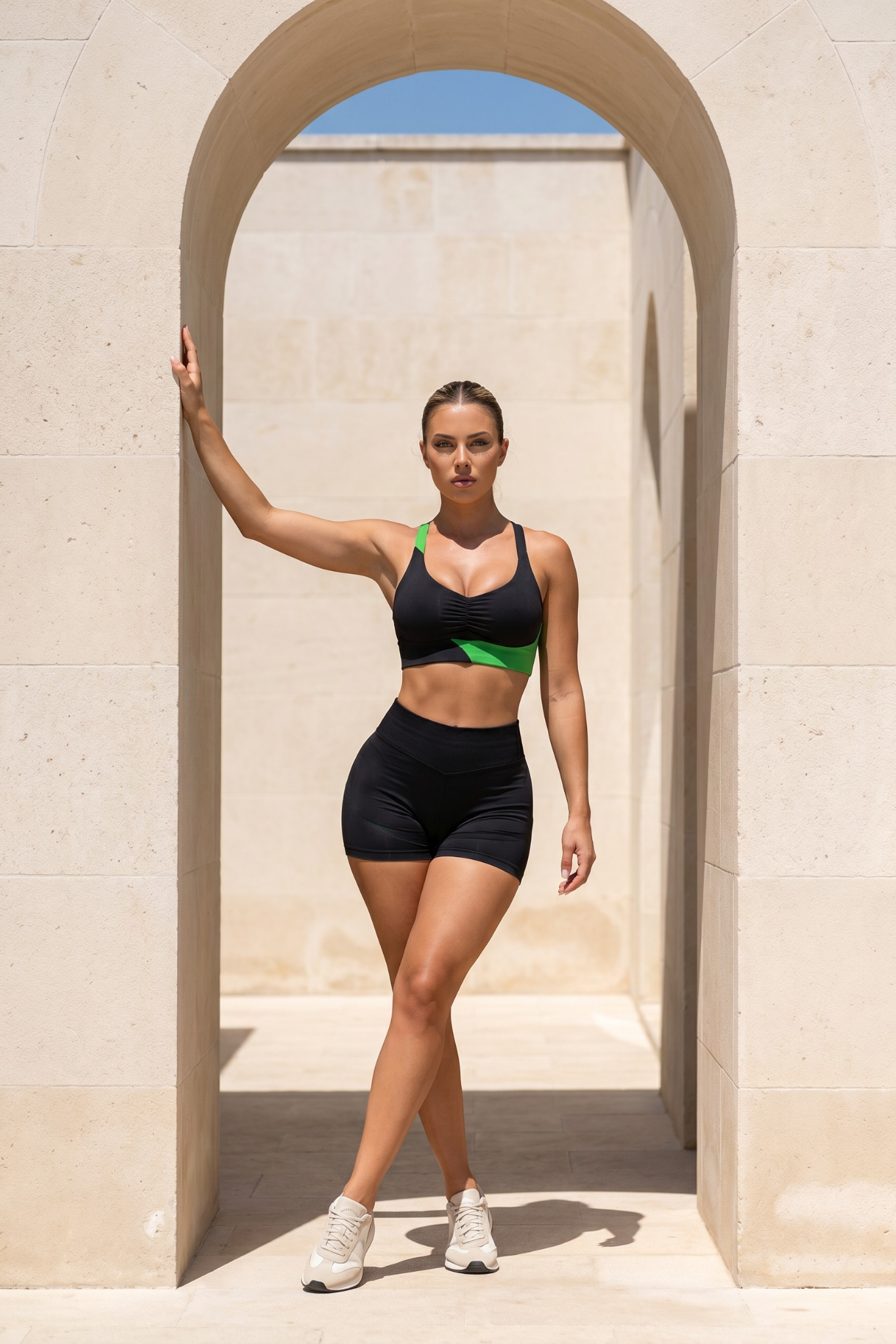 Green Pantha High-Waisted Sculpting Shorts Set