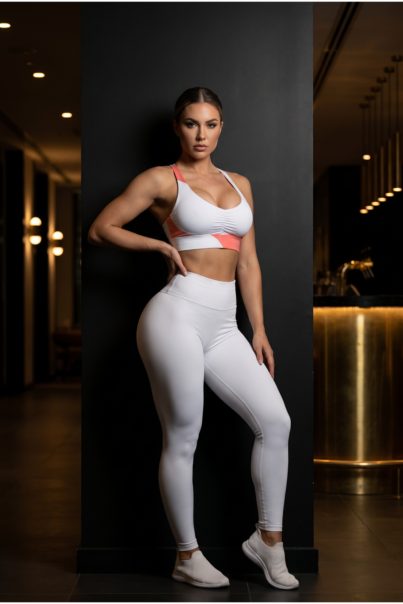 Pink Pantha (White) High-Waisted Sculpting Leggings Set