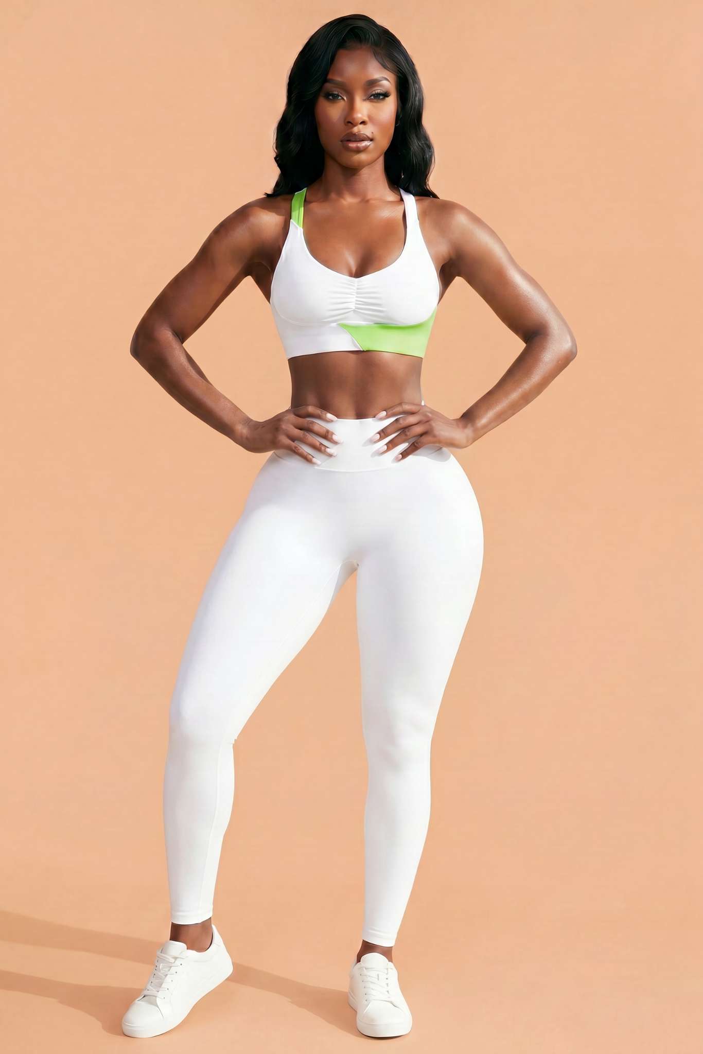SportZbody Green Pantha High-Waisted Sculpting Leggings - White