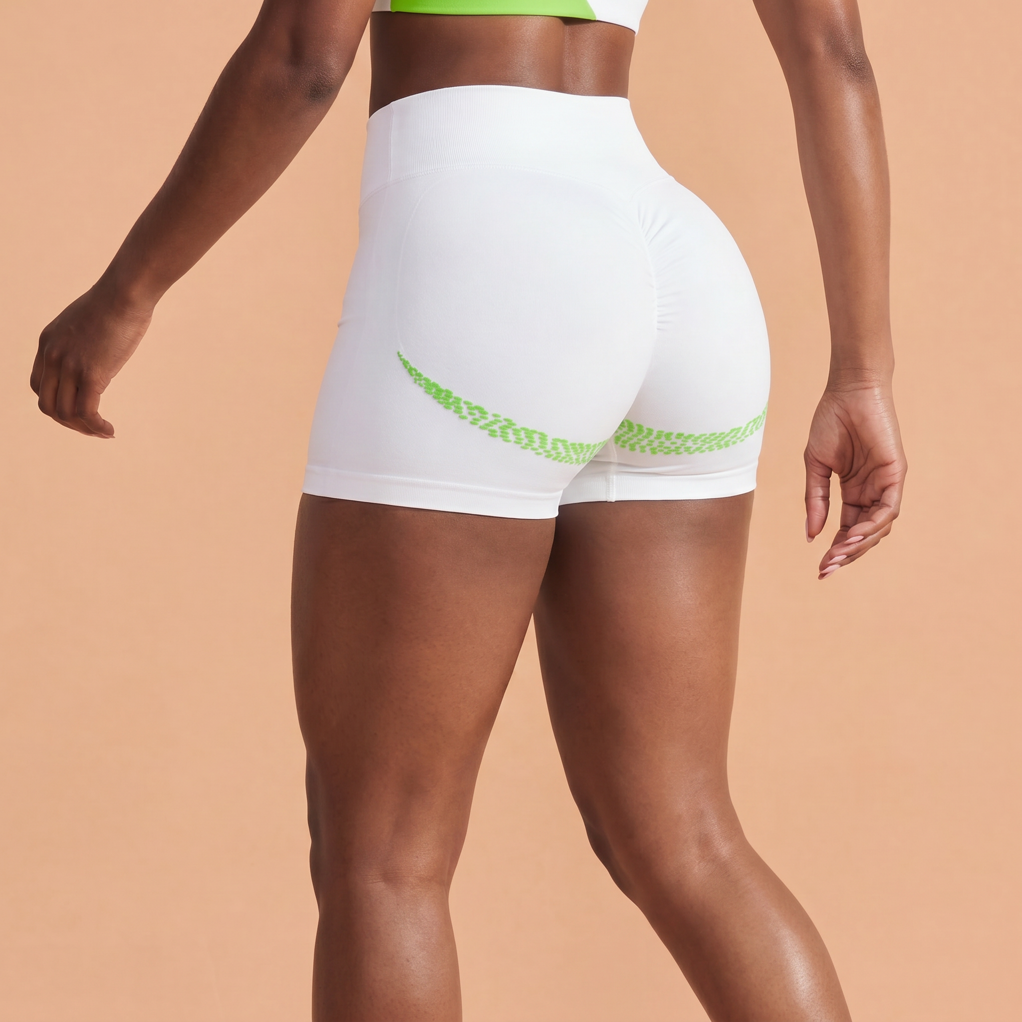 SportZbody Green Pantha High-Waisted Sculpting Shorts - White