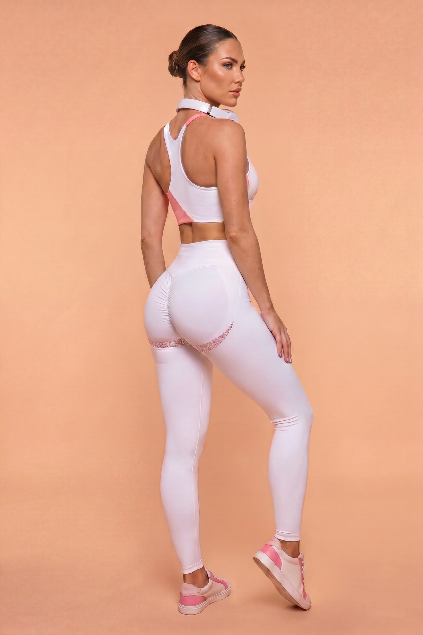 Pink Pantha (White) High-Waisted Sculpting Leggings Set