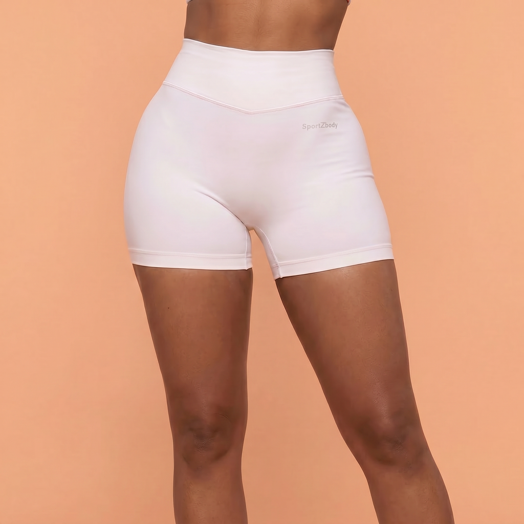 Pink Pantha High-Waisted Sculpting Shorts - White