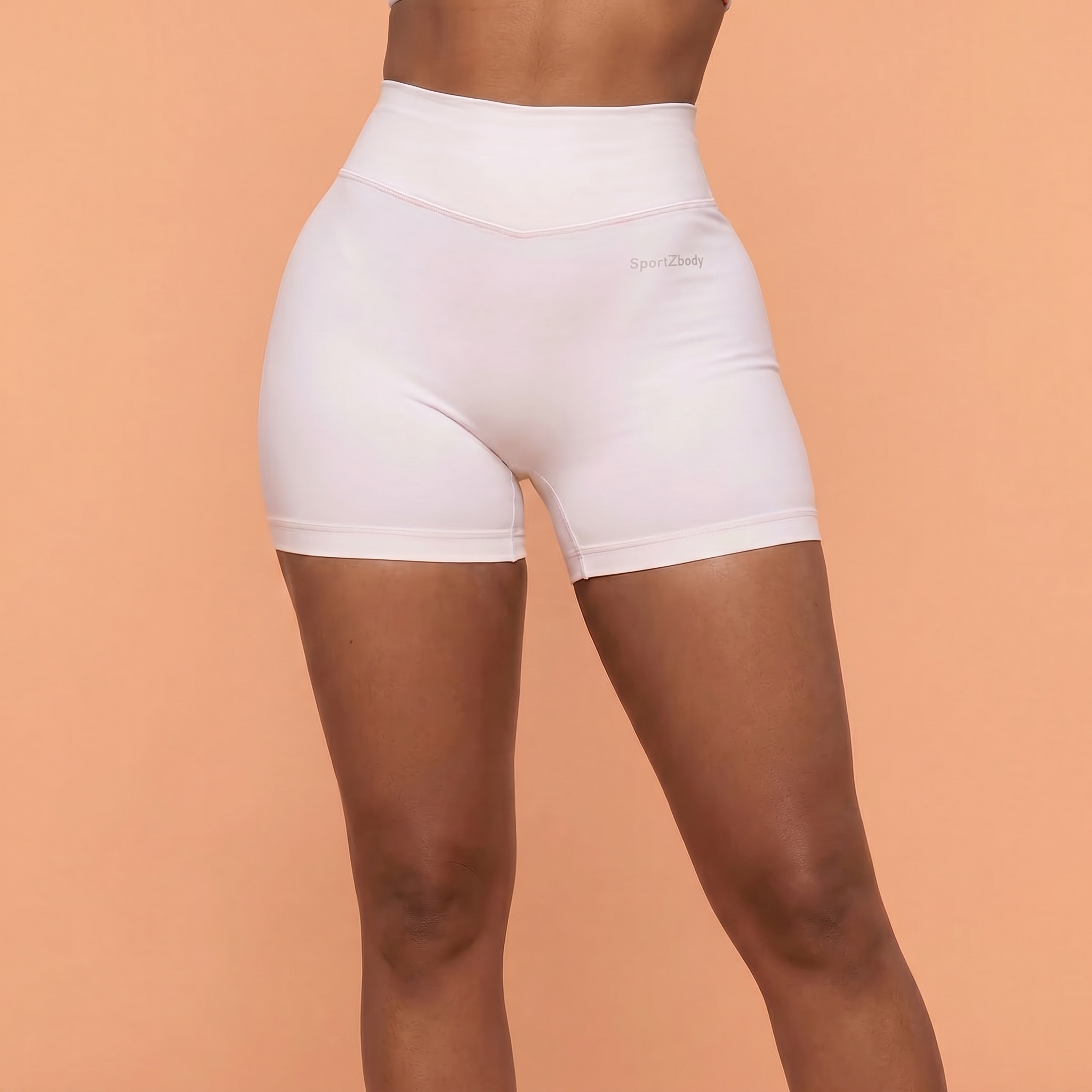 SportZbody Pink Pantha High-Waisted Sculpting Shorts - White