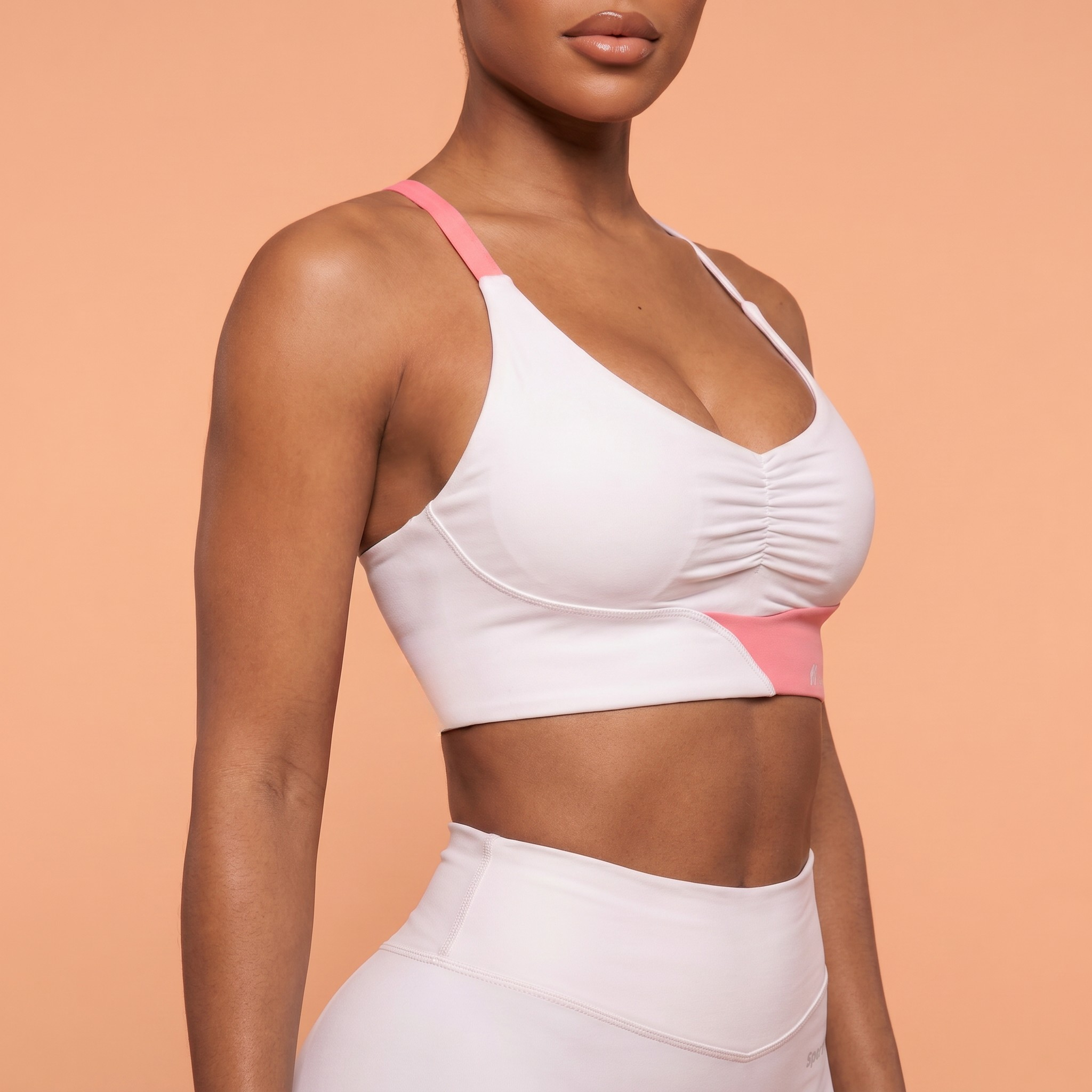 SportZbody Pink Pantha Sculpting Workout Top - White