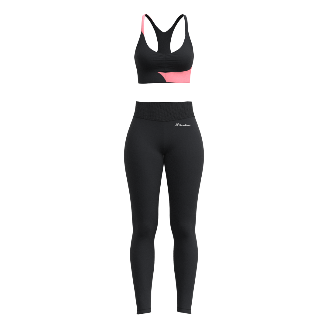 SportZbody Pink Pantha High-Waisted Sculpting Leggings Set