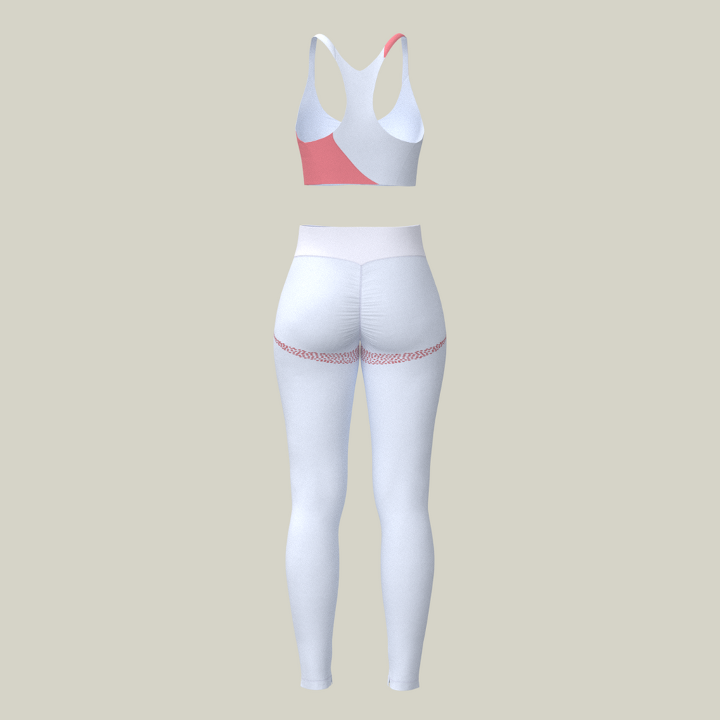 SportZbody Pink Pantha (White) High-Waisted Sculpting Leggings Set