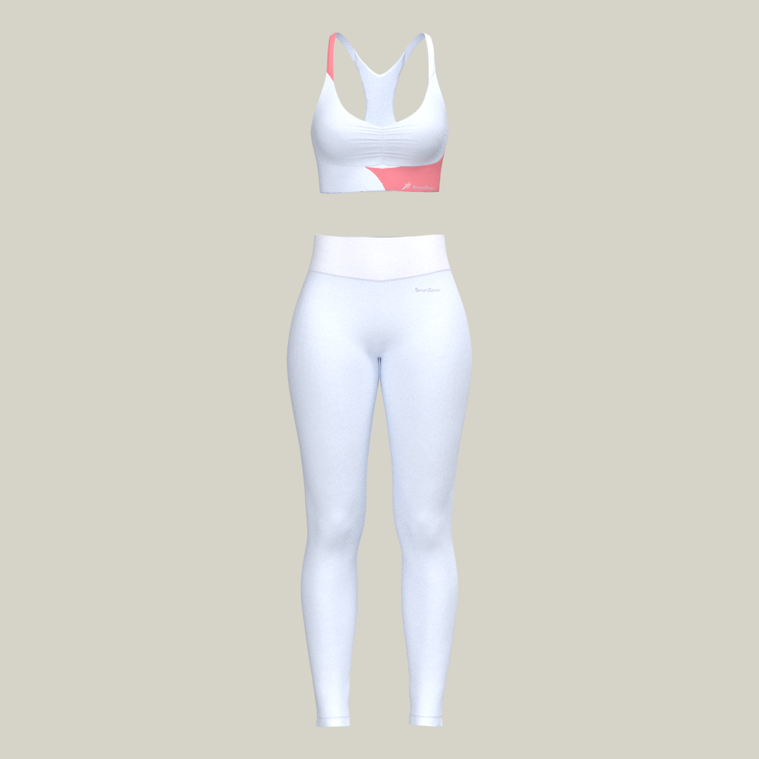 SportZbody Pink Pantha (White) High-Waisted Sculpting Leggings Set