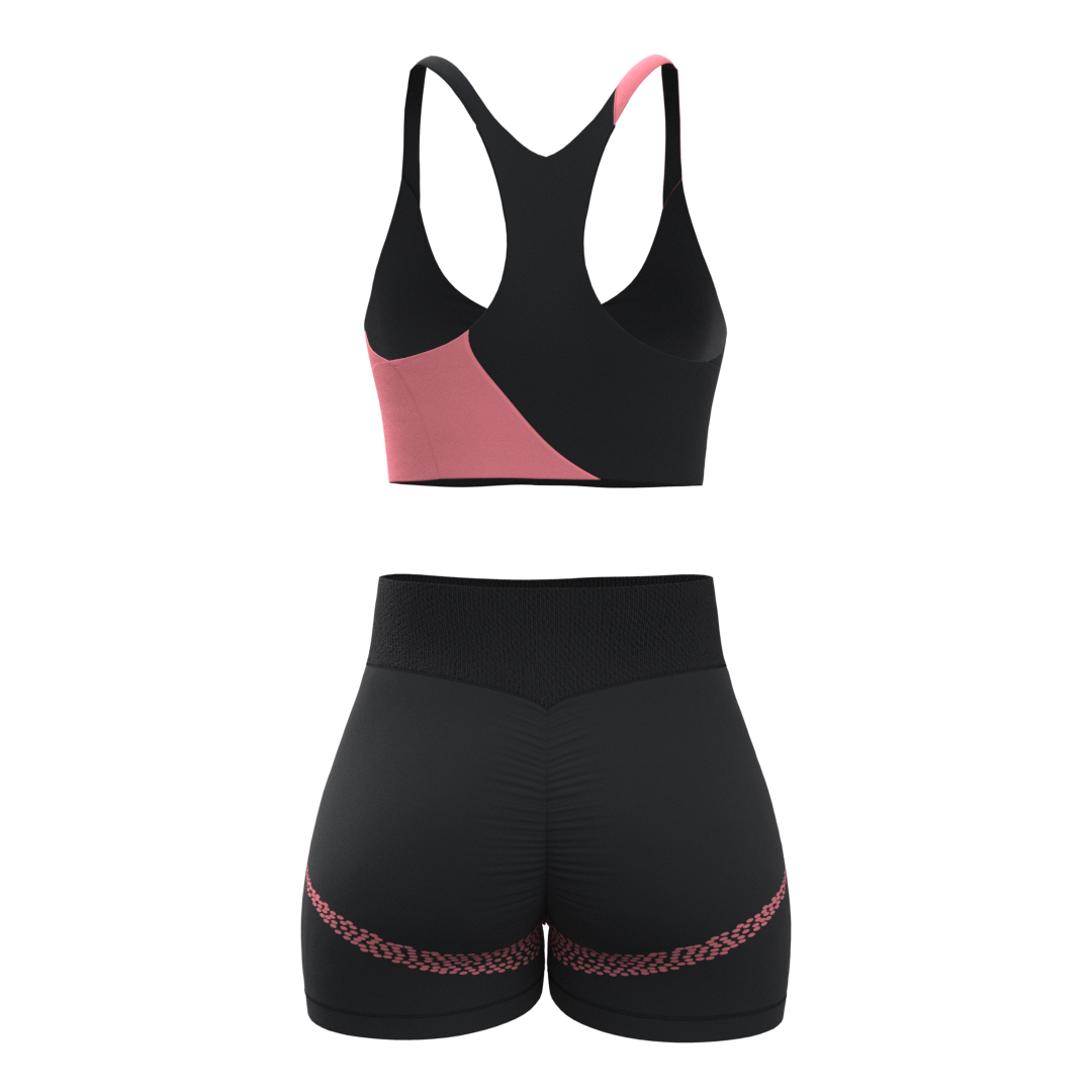SportZbody Pink Pantha High-Waisted Shorts Set
