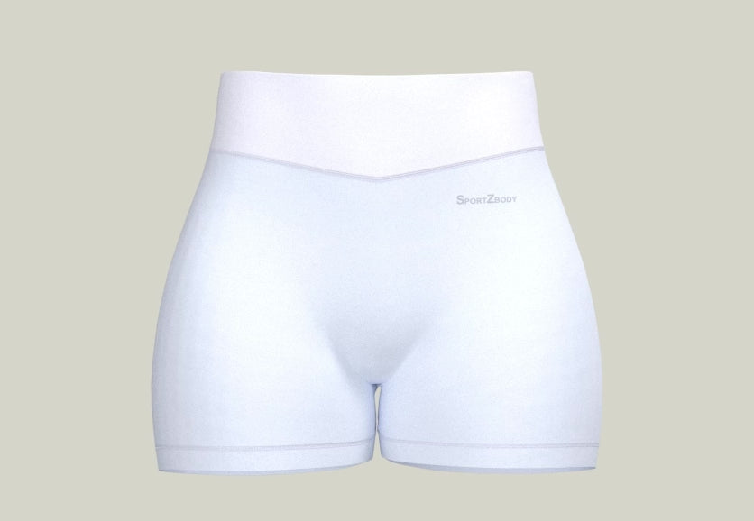 SportZbody Pink Pantha High-Waisted Sculpting Shorts - White