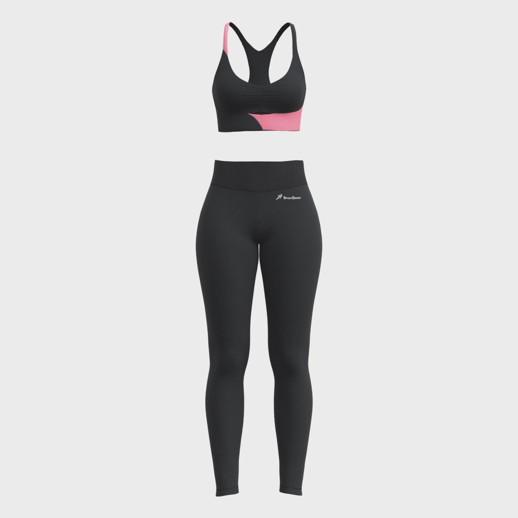 SportZbody Pink Pantha High-Waisted Sculpting Leggings Set