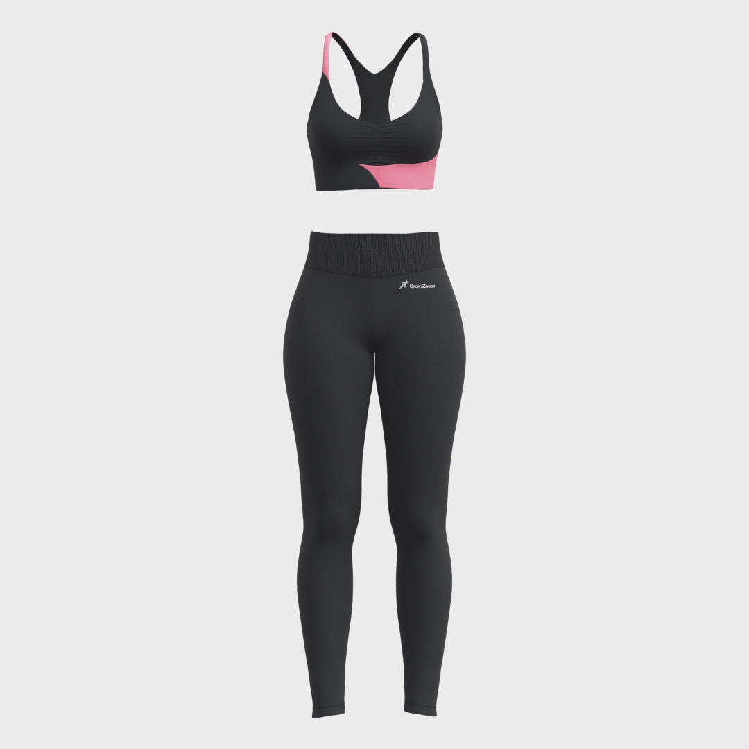 SportZbody Pink Pantha High-Waisted Sculpting Leggings Set